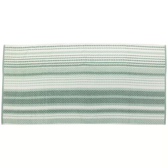 Smart Home Striped Jacquard Green and White Three Piece Bath Towel Set - Picture 7 of 7